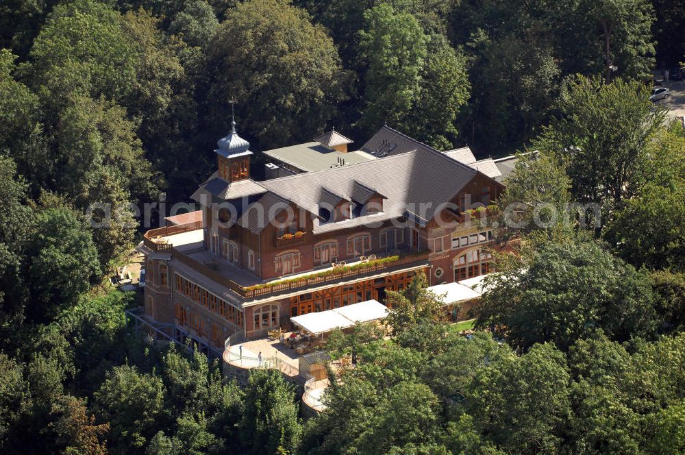 Aerial image Löbau - Blick auf den Berggasthof Honigbrunnen auf dem Löbauer Berg. Kontakt: Tel. +49(0)3585 4139130, Email: info@honigbrunnen.de