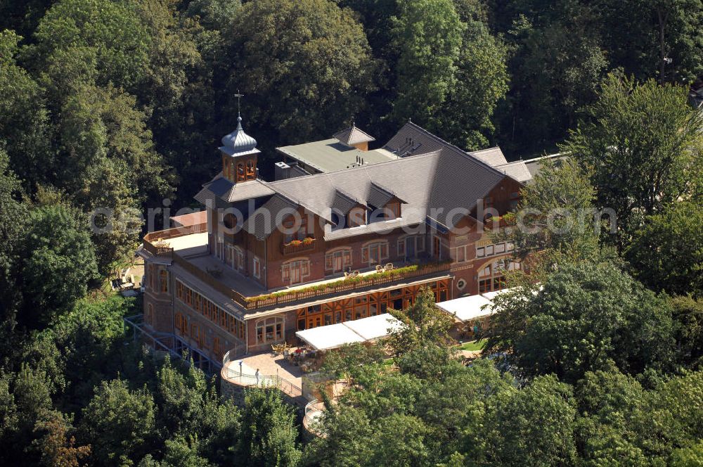 Aerial photograph Löbau - Blick auf den Berggasthof Honigbrunnen auf dem Löbauer Berg. Kontakt: Tel. +49(0)3585 4139130, Email: info@honigbrunnen.de