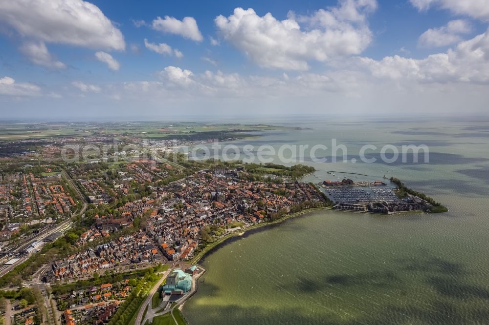 Aerial image Hoorn - District view of Hoorn with a view of the Grashaven and the Het Park theater in the province North Holland in the Netherlands. Hoorn lies at the bay Hoornse Hop