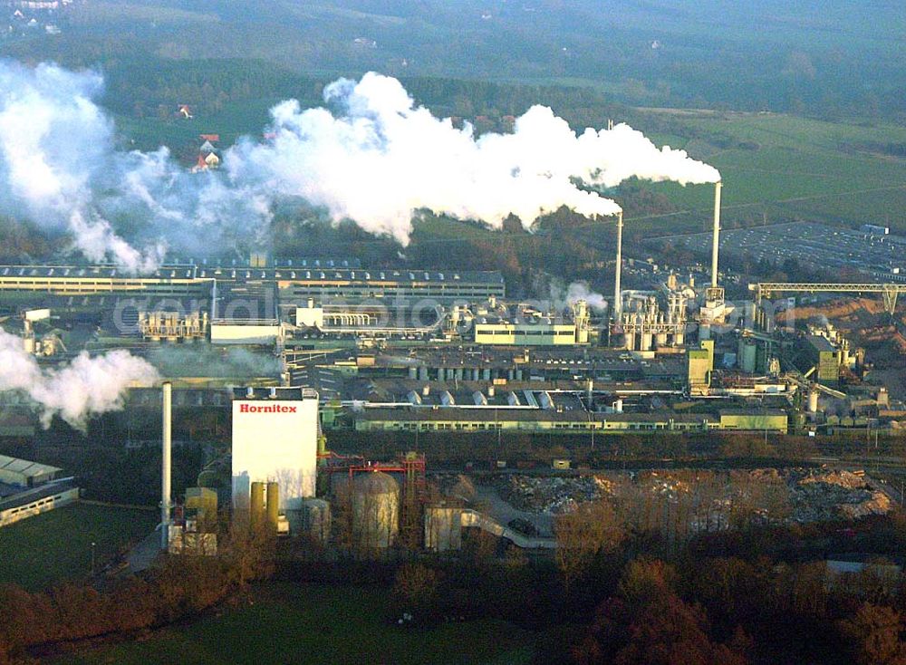 Aerial photograph Horn-Bad Meinberg - 09.12.2004 Horn-Bad Meinberg, Blick auf die Hornitex Werke. Hornitex Werke, Gebr. Künnemeyer GmbH & Co. KG, Bahnhofstraße 57, D – 32805 Horn-Bad Meinberg, Tel.: +49 (0) 52 34 / 8 48 – 00, Fax: +49 (0) 52 34 / 8 48 – 202, info@hornitex.de