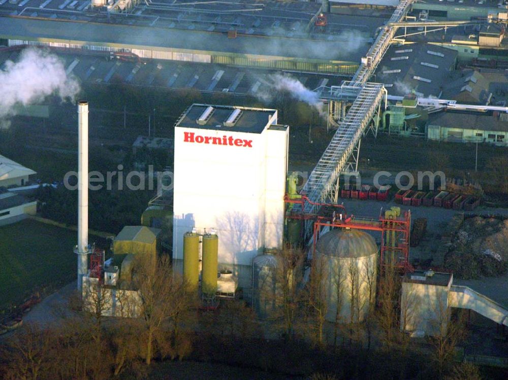 Horn-Bad Meinberg from the bird's eye view: 09.12.2004 Horn-Bad Meinberg, Blick auf die Hornitex Werke. Hornitex Werke, Gebr. Künnemeyer GmbH & Co. KG, Bahnhofstraße 57, D – 32805 Horn-Bad Meinberg, Tel.: +49 (0) 52 34 / 8 48 – 00, Fax: +49 (0) 52 34 / 8 48 – 202, info@hornitex.de