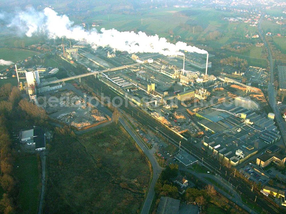 Aerial image Horn-Bad Meinberg - 09.12.2004 Horn-Bad Meinberg, Blick auf die Hornitex Werke. Hornitex Werke, Gebr. Künnemeyer GmbH & Co. KG, Bahnhofstraße 57, D – 32805 Horn-Bad Meinberg, Tel.: +49 (0) 52 34 / 8 48 – 00, Fax: +49 (0) 52 34 / 8 48 – 202, info@hornitex.de