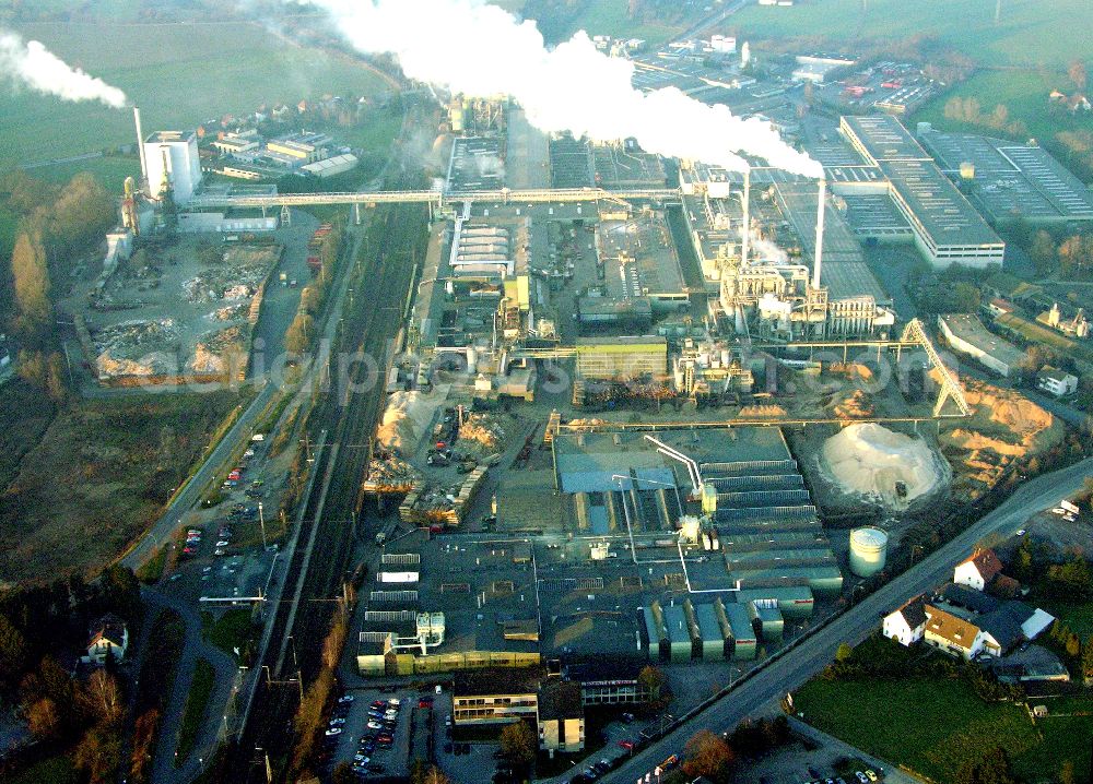 Aerial photograph Horn-Bad Meinberg - 09.12.2004 Horn-Bad Meinberg, Blick auf die Hornitex Werke. Hornitex Werke, Gebr. Künnemeyer GmbH & Co. KG, Bahnhofstraße 57, D – 32805 Horn-Bad Meinberg, Tel.: +49 (0) 52 34 / 8 48 – 00, Fax: +49 (0) 52 34 / 8 48 – 202, info@hornitex.de