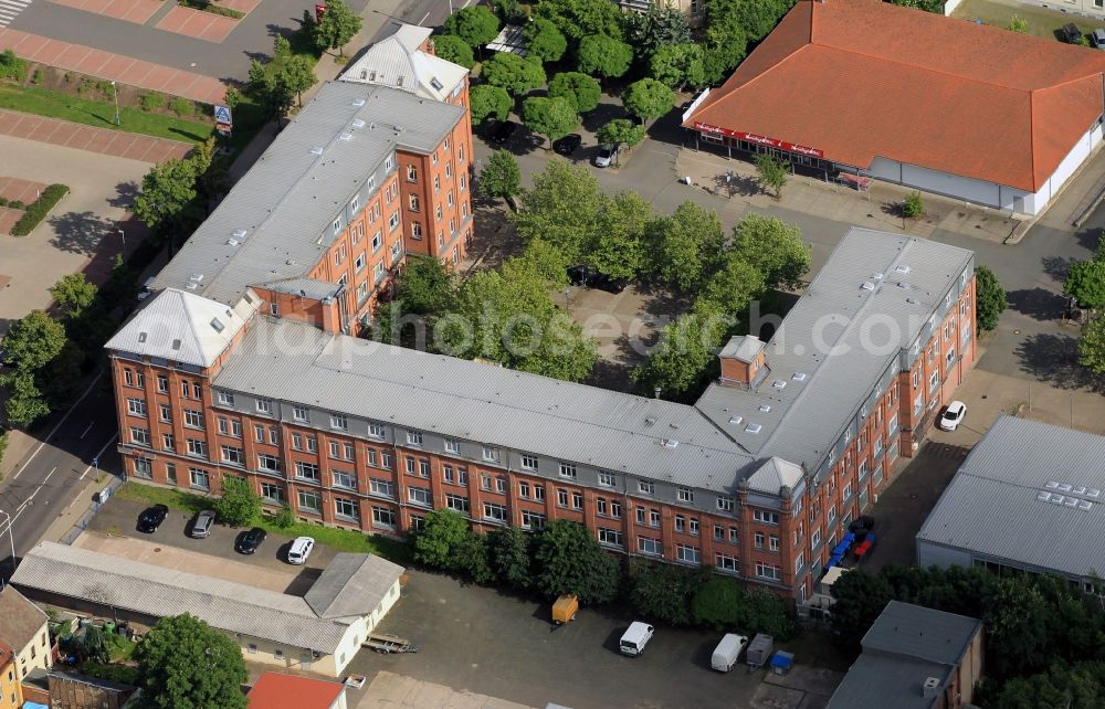 Gotha from above - In the East Road of Gotha in Thuringia regions, the Hotel Garni is - Zur alten Druckerei. This building was previously the printing Gotha print