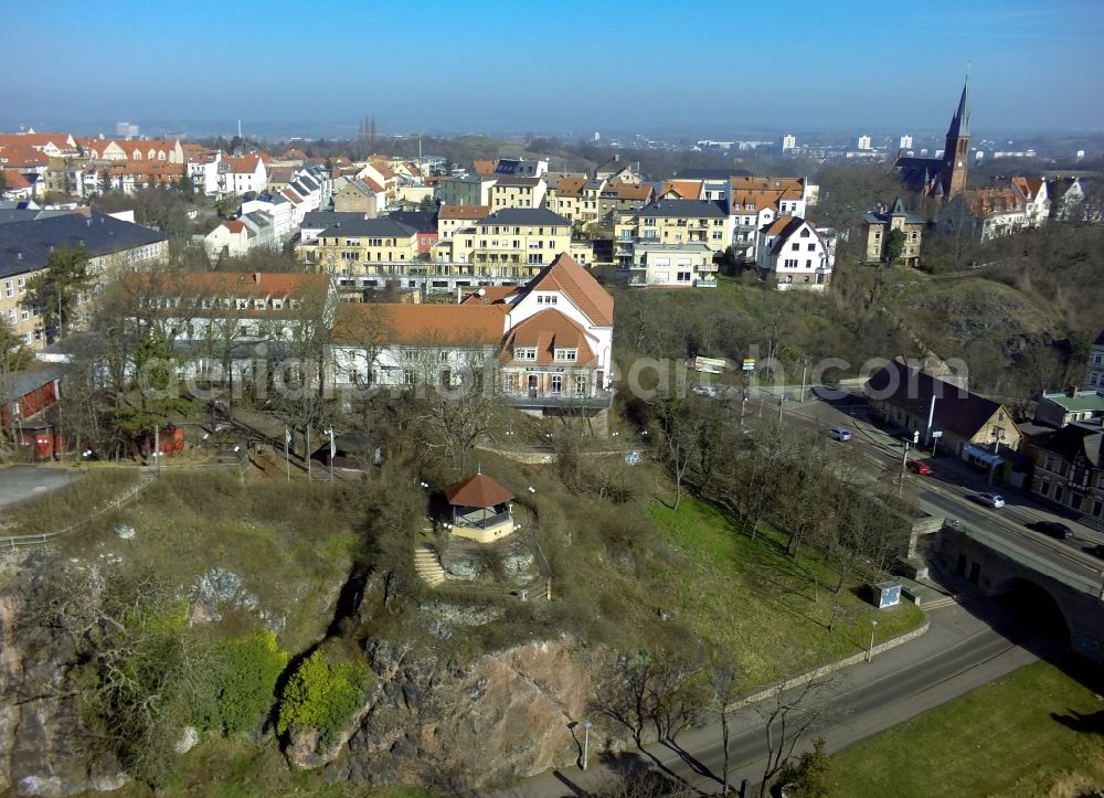 Halle / Saale from above - Hotel and Restaurant Bergschaenke the banks of the Saale in Kroellwitz district in Halle (Saale) in Saxony-Anhalt