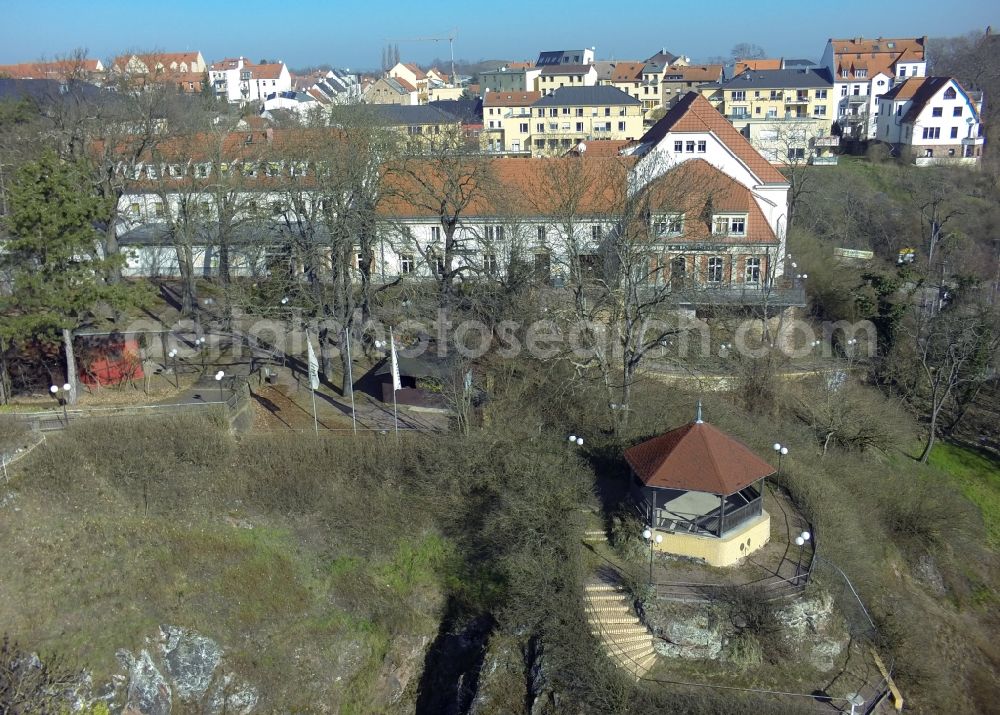 Halle / Saale from above - Hotel and Restaurant Bergschaenke the banks of the Saale in Kroellwitz district in Halle (Saale) in Saxony-Anhalt