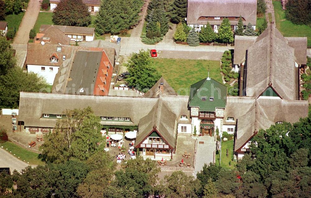 Koserow / Usedom from above - Hotel- und Gaststätte Jägerhof bei Koserow am Achterwasser.