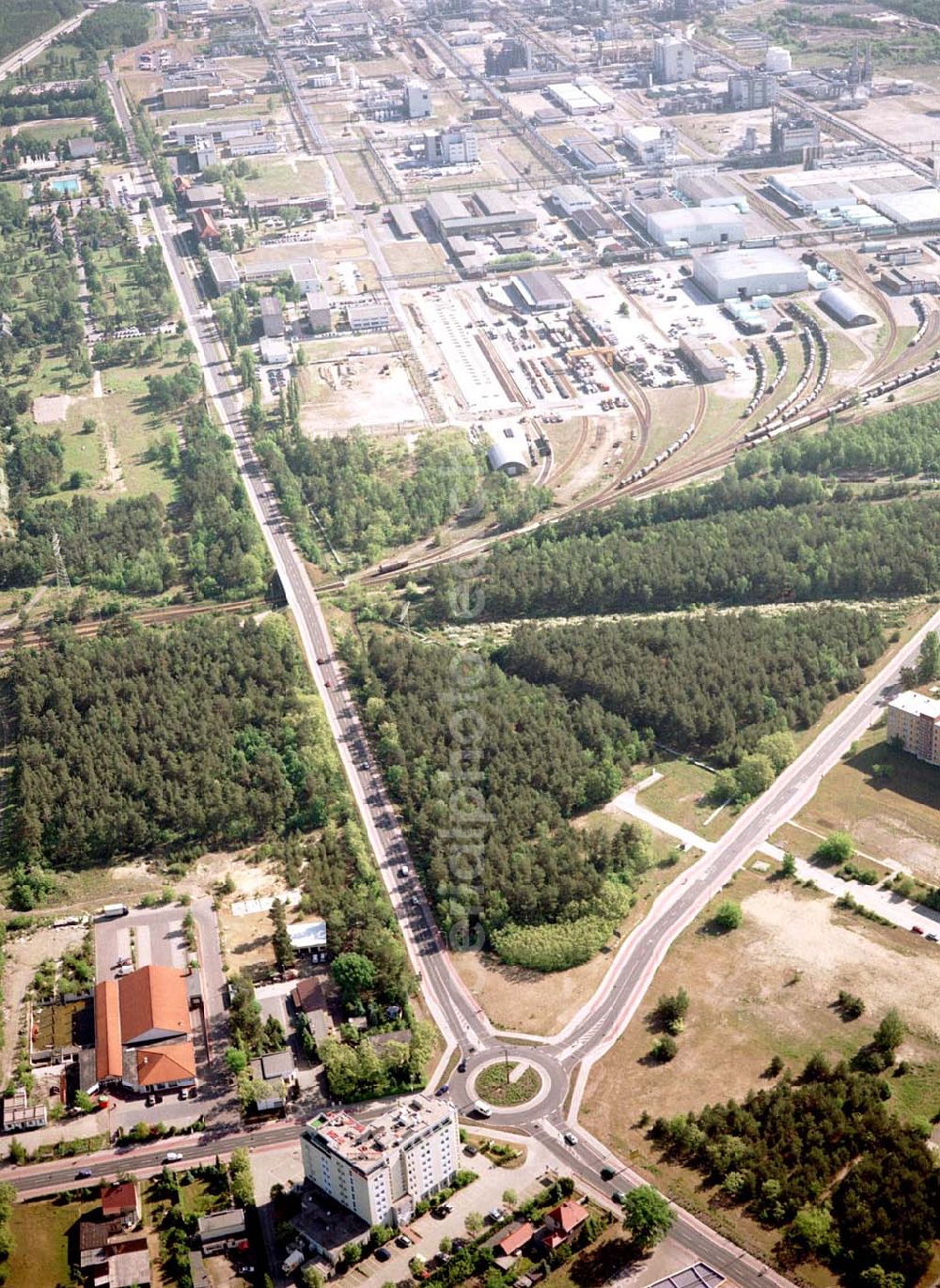 Schwarzheide / Brandenburg from above - Hotel und Gewerbegebiet am südlichen Werksgelände der BASF - Schwarzheide .