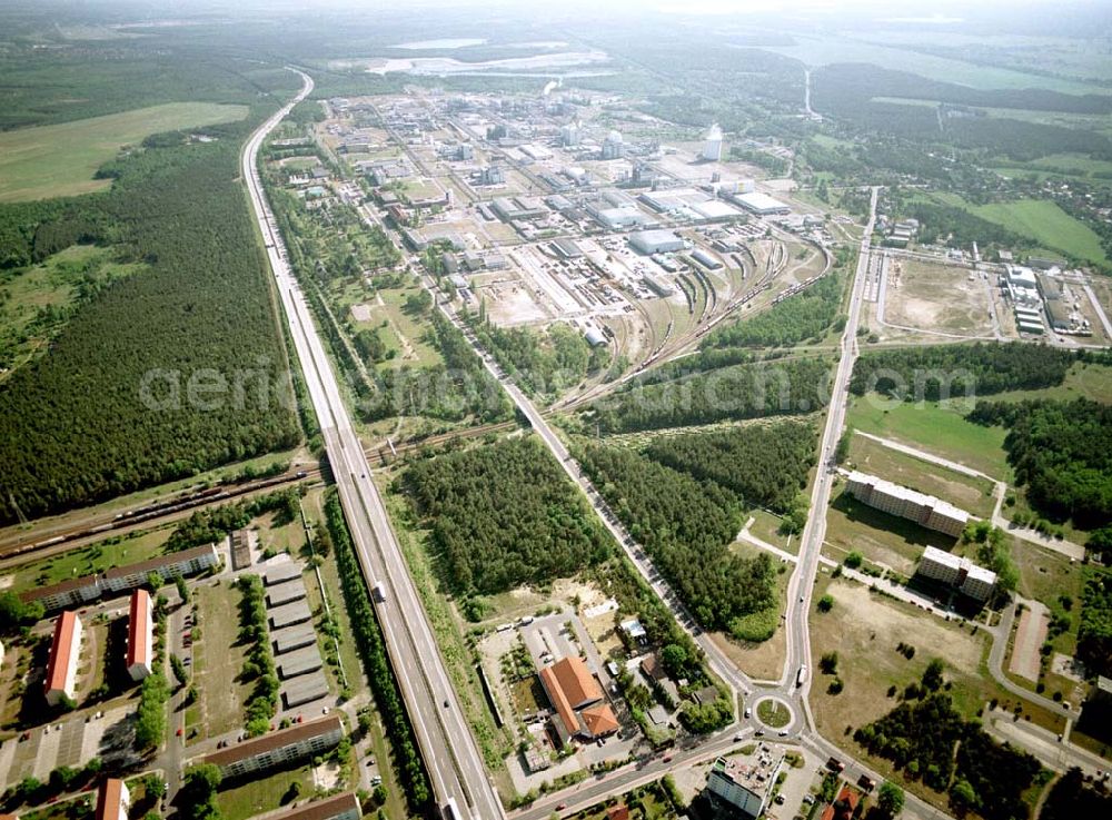 Aerial image Schwarzheide / Brandenburg - Hotel und Gewerbegebiet am südlichen Werksgelände der BASF - Schwarzheide .