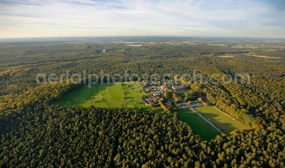 Datteln from above - Hotel complex with golf course of Schnieder e.K. in a wooded area in Datteln in North Rhine-Westphalia