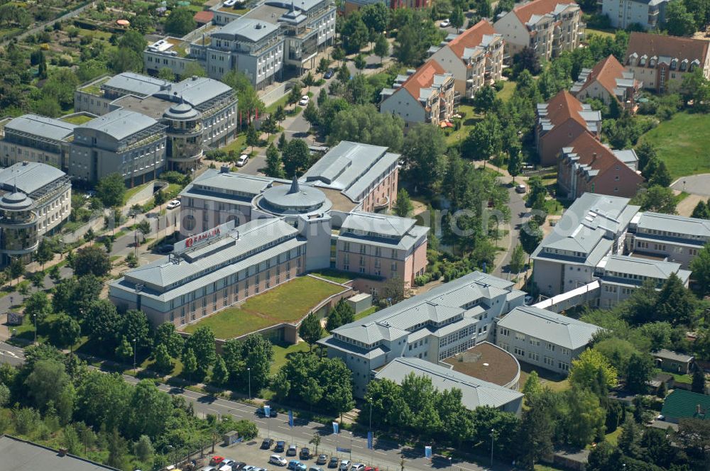 Aerial image Magdeburg - Blick auf das Ramada Hotel in Magdeburg. Das 4- Sterne- Hotel gehört zur RAMADA Worldwide- Kette. Das Hotel verfügt über 243 Hotelzimmer und Suiten. Das Hotel besitzt einen Fitness- und Wellnessbereich. View of the Ramada Hotel in Magdeburg. The four star hotel is part of the Ramada Worldwide chain. The hotel has 243 rooms and suites. The hotel has a fitness and wellness area.