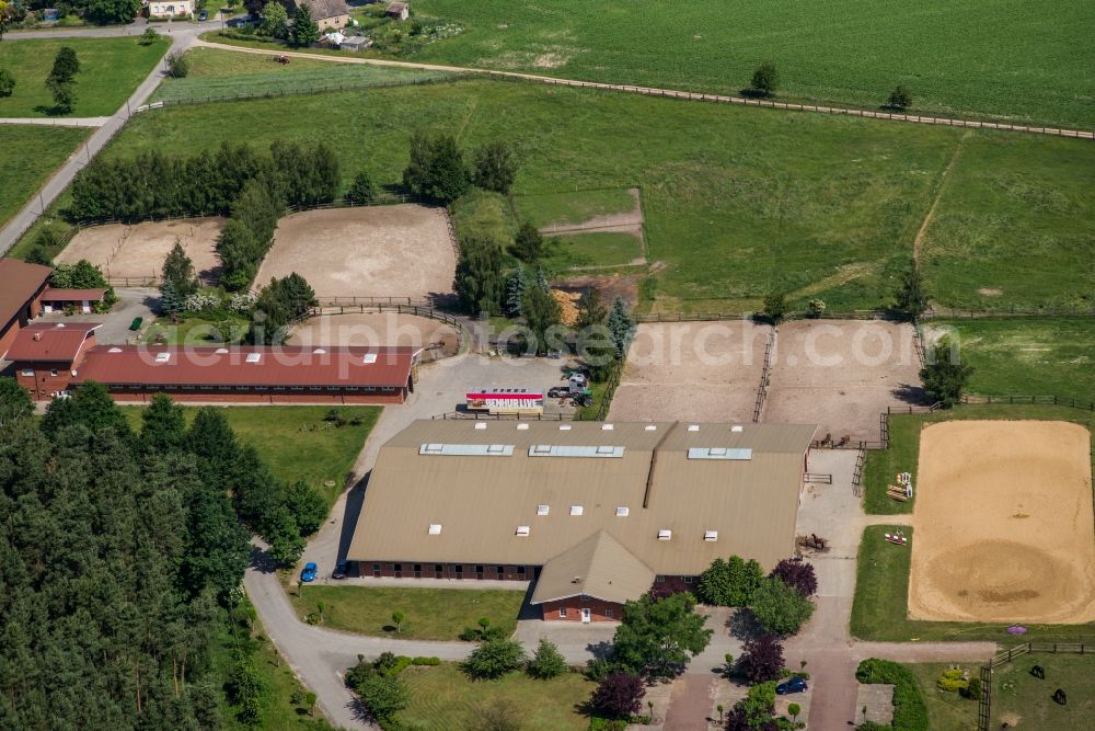 Aerial photograph Niemegk - Hotel and Building of stables Neuendorf in Niemegk in the state Brandenburg, Germany