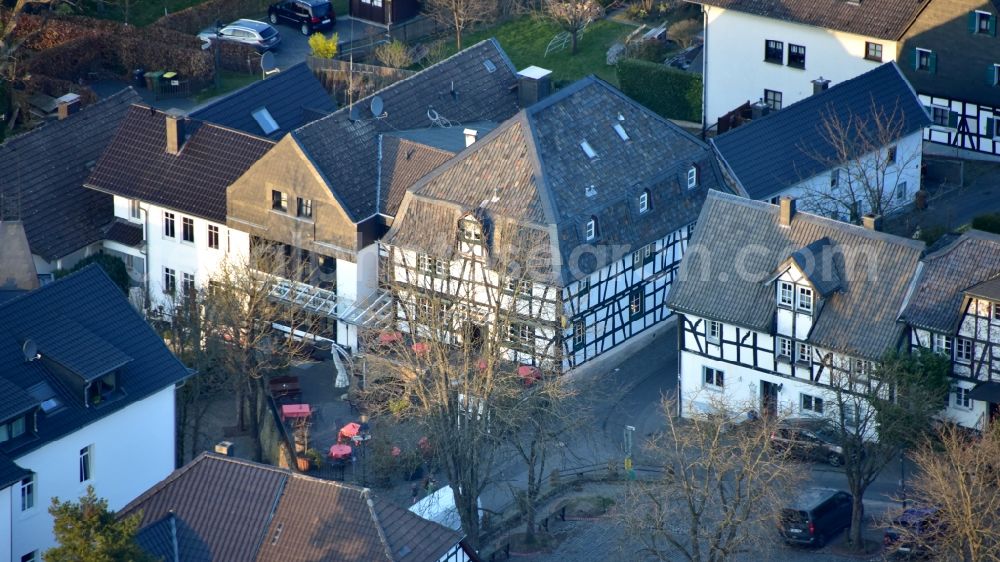 Stadt Blankenberg from above - Historic Hotel and Restaurant Haus Sonnenschein in the city of Blankenberg in the state North Rhine-Westphalia, Germany