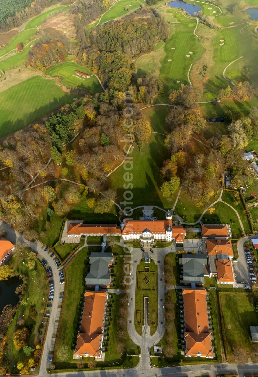 Göhren-Lebbin from the bird's eye view: Hotel Castle Fleesensee in Goehren-Lebbin in Mecklenburg - Western Pomerania