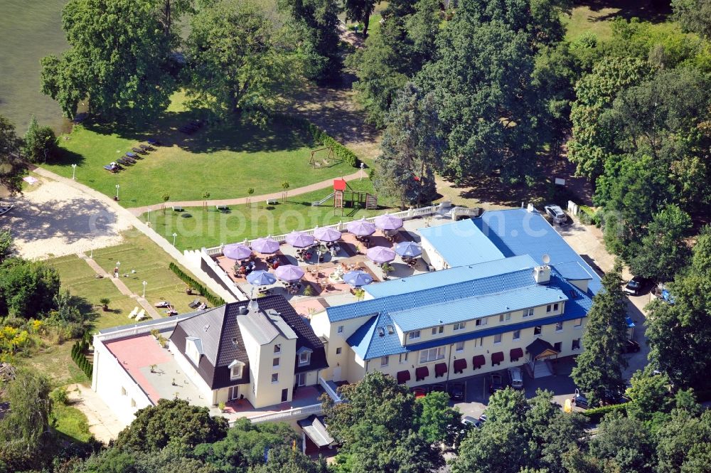 Dienstdorf-Radlow from the bird's eye view: View of the Hotel am See at Scharmützelsee in Diensdorf-Radlow in Brandenburg