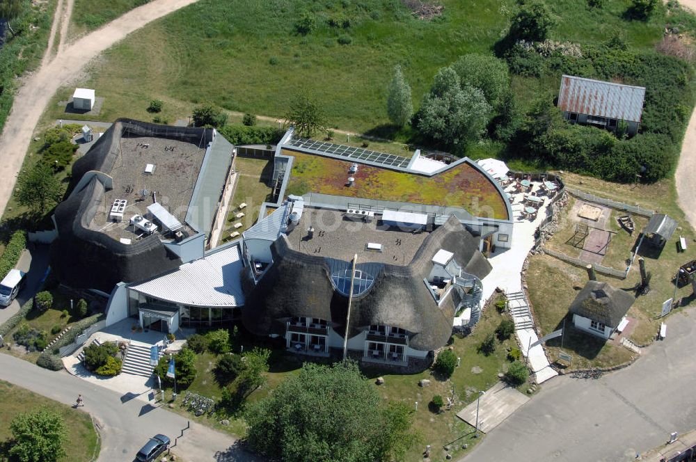 Aerial photograph Baabe - Blick auf das Hotel Solthus am See auf der Insel Rügen im Ostseebad Baabe. Kontakt: Hotel Solthus Betriebsgesellschaft mbH, Bollwerkstrasse 1, 18586 Ostseebad Baabe / Rügen, Tel. +49(0)38303 8716-0, Fax +49(0)38303 8716-99, e-mail: info@solthus.de