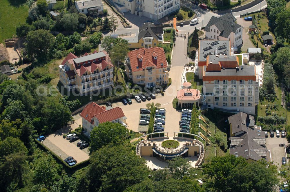 Aerial photograph Goehren - Blick auf das Hotel Travel Charme Nordperd & Villen im Ostseebad / Seebad Göhren Insel Rügen - Mecklenburg-Vorpommern MV. View onto the hotel Travel Charme Nordperd & Mansion in Baltic sea spa / beach resort Goehren isle / island Ruegen - Mecklenburg-Western Pomerania.