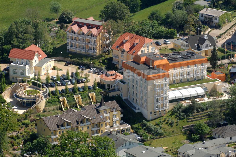 Goehren from above - Blick auf das Hotel Travel Charme Nordperd & Villen im Ostseebad / Seebad Göhren Insel Rügen - Mecklenburg-Vorpommern MV. View onto the hotel Travel Charme Nordperd & Mansion in Baltic sea spa / beach resort Goehren isle / island Ruegen - Mecklenburg-Western Pomerania.