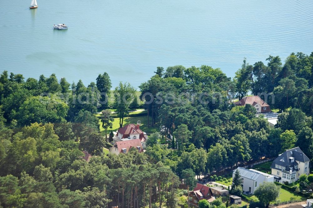 Bad Saarow from above - View of Germany's smallest deluxe hotel 'Villa Contessa' at Schamützelsee in Bad Saarow in Brandenburg