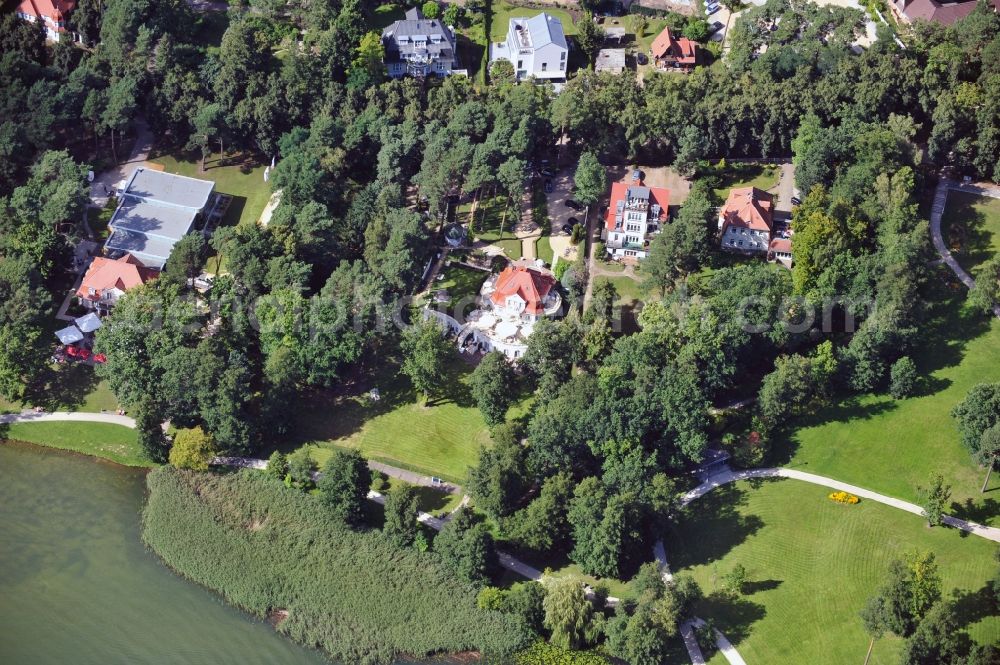 Aerial image Bad Saarow - View of Germany's smallest deluxe hotel 'Villa Contessa' at Schamützelsee in Bad Saarow in Brandenburg