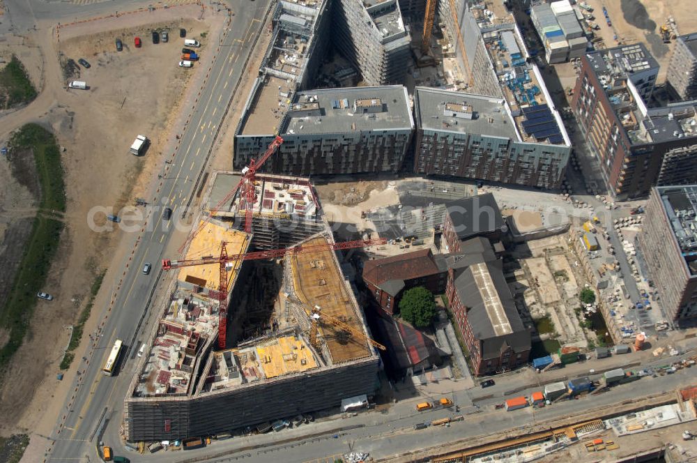 Aerial image Hamburg - Construction site of the new Hotel, office and residential building in the Hafencity district in Hamburg