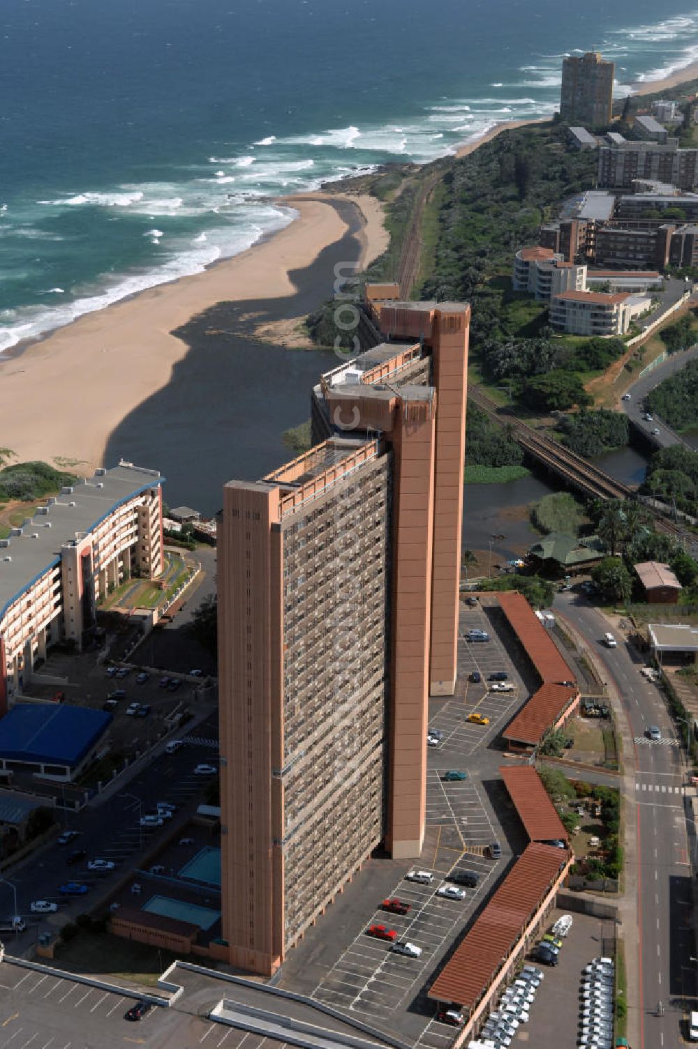 Aerial image Amanzimtoti - Hotel resort at Beach Road in Amanzimtoti in South Africa