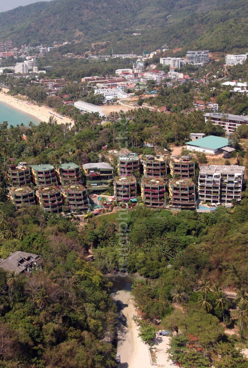 Karon from above - Hotel complex on a mountain ridge near the town of Karon on Phuket Island in Thailand