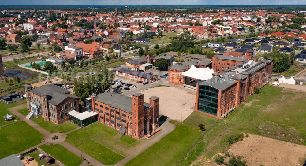 Wittenberge from the bird's eye view: Complex of the hotel building Elbe Resort Alte Oelmuehle in Wittenberge in the state Brandenburg, Germany