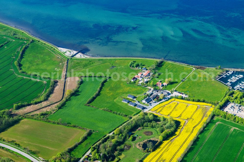 Aerial image Niesgrau - Complex of the hotel building Faehr-Cafe Bonsberg Hotel - Restaurant - Faehr-Cafe on street Bonsberg in Niesgrau in the state Schleswig-Holstein, Germany