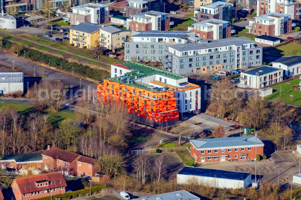 Aerial photograph Stade - Complex of the hotel building Havenhostel in Stade in the state Lower Saxony, Germany