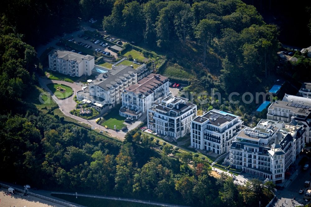 Sellin from above - Complex of the hotel building Am Hochufer - Bergstrasse in Sellin at the baltic coast in the state Mecklenburg - Western Pomerania, Germany