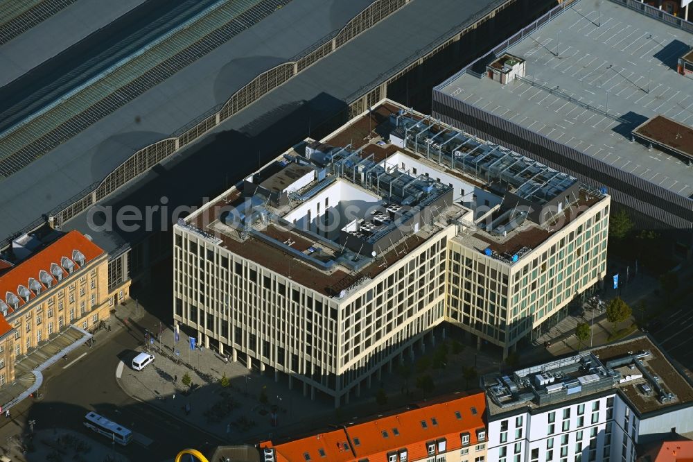 Leipzig from above - Hotel complex of H-Hotels AG in Leipzig in the state Saxony, Germany