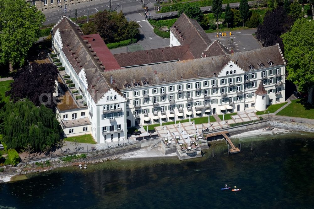 Konstanz from above - Complex of the hotel building Inselhotel in Konstanz at island Mainau in the state Baden-Wuerttemberg, Germany