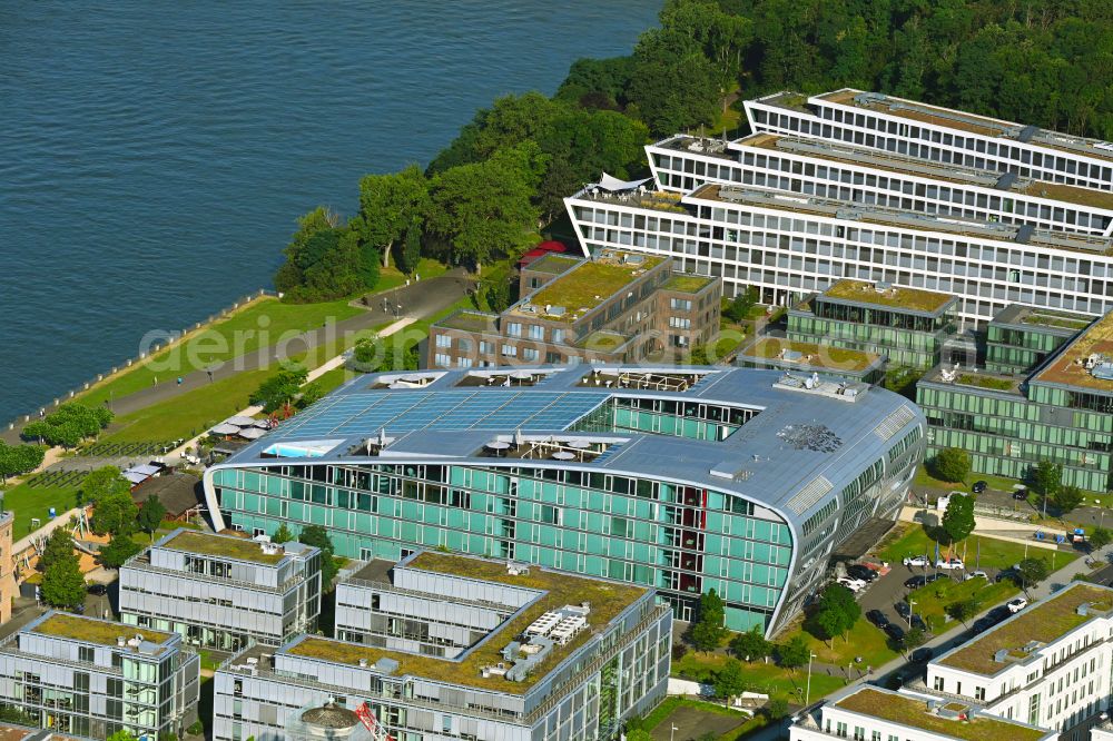 Aerial photograph Bonn - Complex of the hotel building Koneha Grand Bonn Am Bonner Bogen in the district Beuel in Bonn in the state North Rhine-Westphalia, Germany