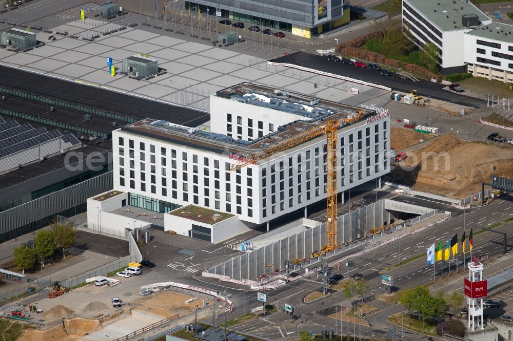 Stuttgart from the bird's eye view: Complex of the hotel building Moevenpick Hotel Stuttgart Messe & Congress in the district Plieningen in Stuttgart in the state Baden-Wuerttemberg, Germany