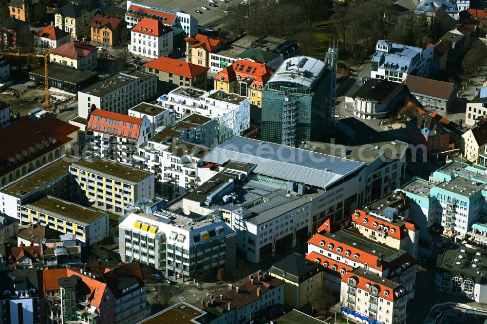 Kempten (Allgäu) from above - High-rise building of the hotel complex Parkhotel Kempten in Allgaeu-Tower in Kempten (Allgaeu) in the state Bavaria, Germany