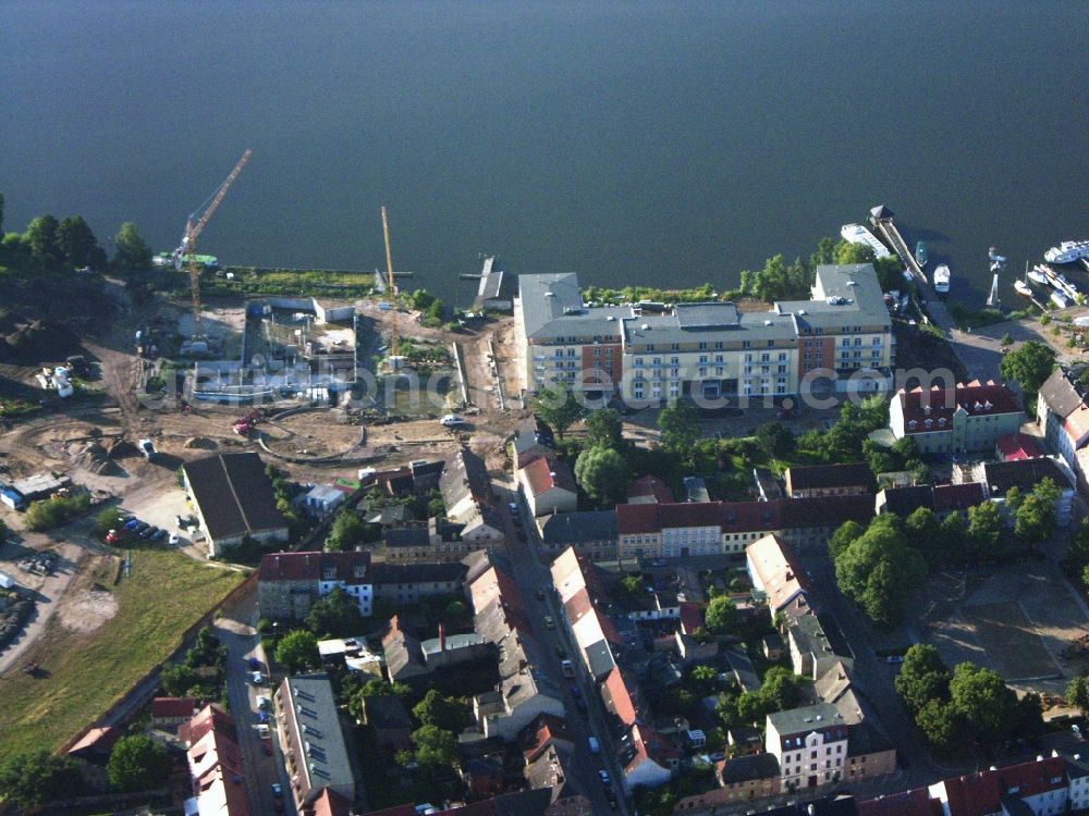 Aerial image Neuruppin - Construction site of complex of the hotel building Resort Mark Brandenburg (formerly Fontane Plaza) in Neuruppin in the state Brandenburg, Germany