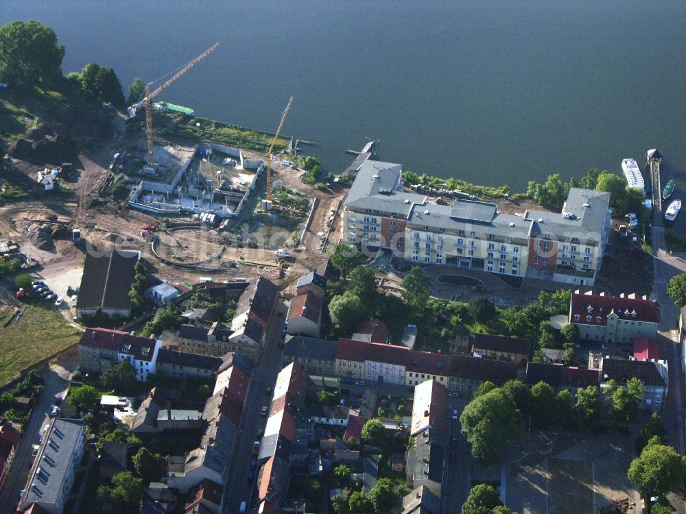 Aerial photograph Neuruppin - Construction site of complex of the hotel building Resort Mark Brandenburg (formerly Fontane Plaza) in Neuruppin in the state Brandenburg, Germany