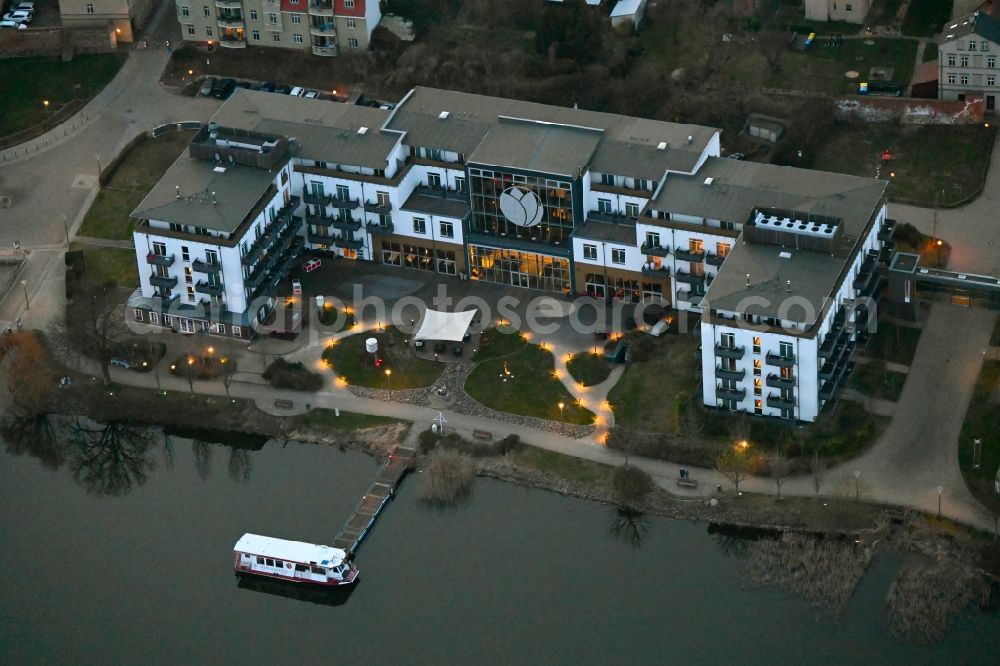 Neuruppin from above - Complex of the hotel building Resort Mark Brandenburg in Neuruppin in the state Brandenburg, Germany