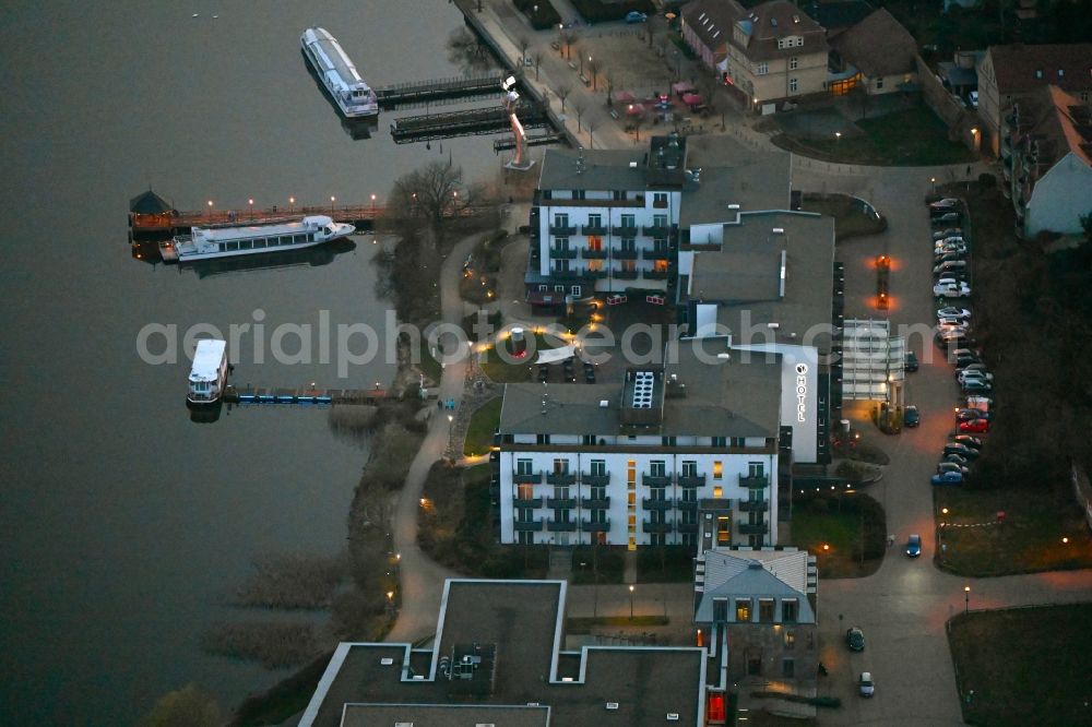 Neuruppin from above - Complex of the hotel building Resort Mark Brandenburg in Neuruppin in the state Brandenburg, Germany