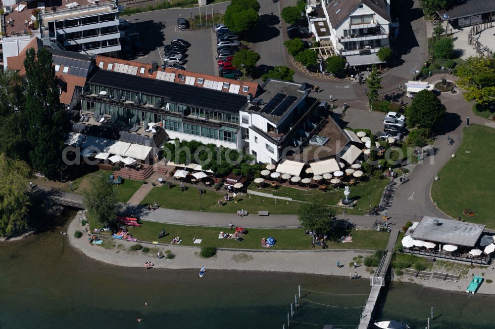 Aerial photograph Bodman-Ludwigshafen - Complex of the hotel building Seehotel Adler on street Hafenstrasse in Bodman-Ludwigshafen at Bodensee in the state Baden-Wuerttemberg, Germany