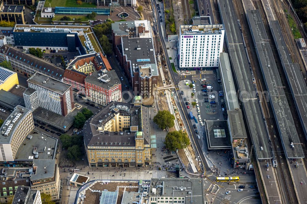 Aerial image Essen - Building complex of the hotel complex Select Hotel Handelshof Essen on Willy-Brandt-Platz in the Stadtkern part of Essen in the Ruhr area in the state North Rhine-Westphalia, Germany