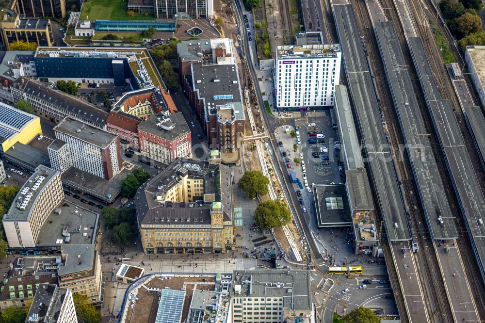 Aerial photograph Essen - Building complex of the hotel complex Select Hotel Handelshof Essen on Willy-Brandt-Platz in the Stadtkern part of Essen in the Ruhr area in the state North Rhine-Westphalia, Germany