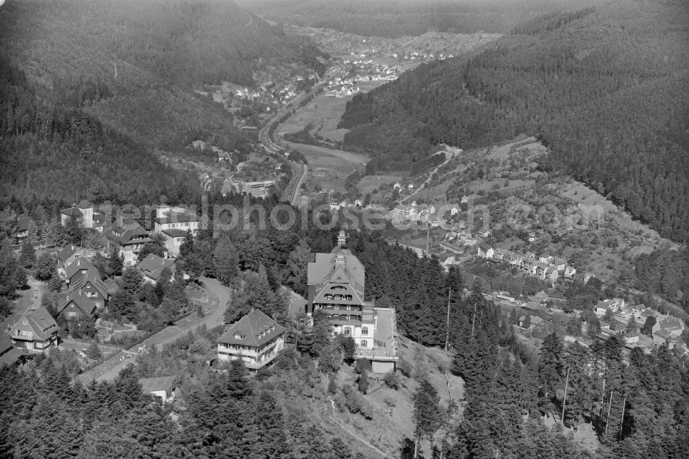 Bad Wildbad from above - Complex of the hotel building on Sommerberg in the district Sommerberg in Bad Wildbad in northern Black Forest in the state Baden-Wuerttemberg, Germany