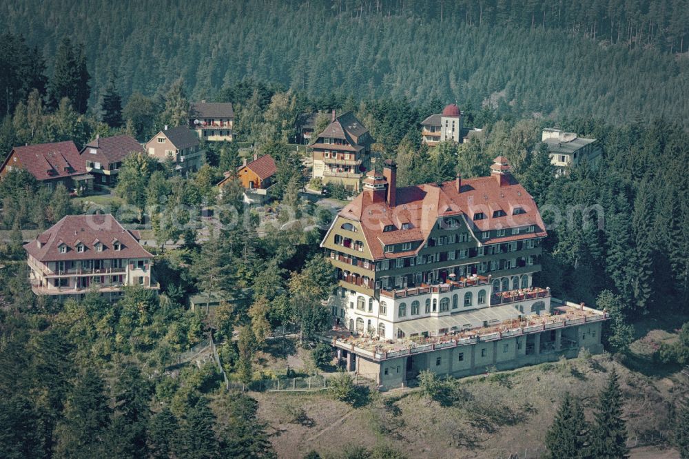 Bad Wildbad from above - Complex of the hotel building on Sommerberg in the district Sommerberg in Bad Wildbad in northern Black Forest in the state Baden-Wuerttemberg, Germany