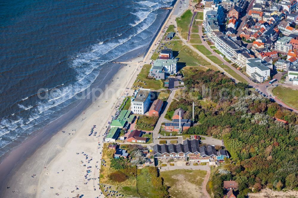 Norderney from the bird's eye view: Hotel complex Strandhotel Pique on Norderney in the state Lower Saxony, Germany