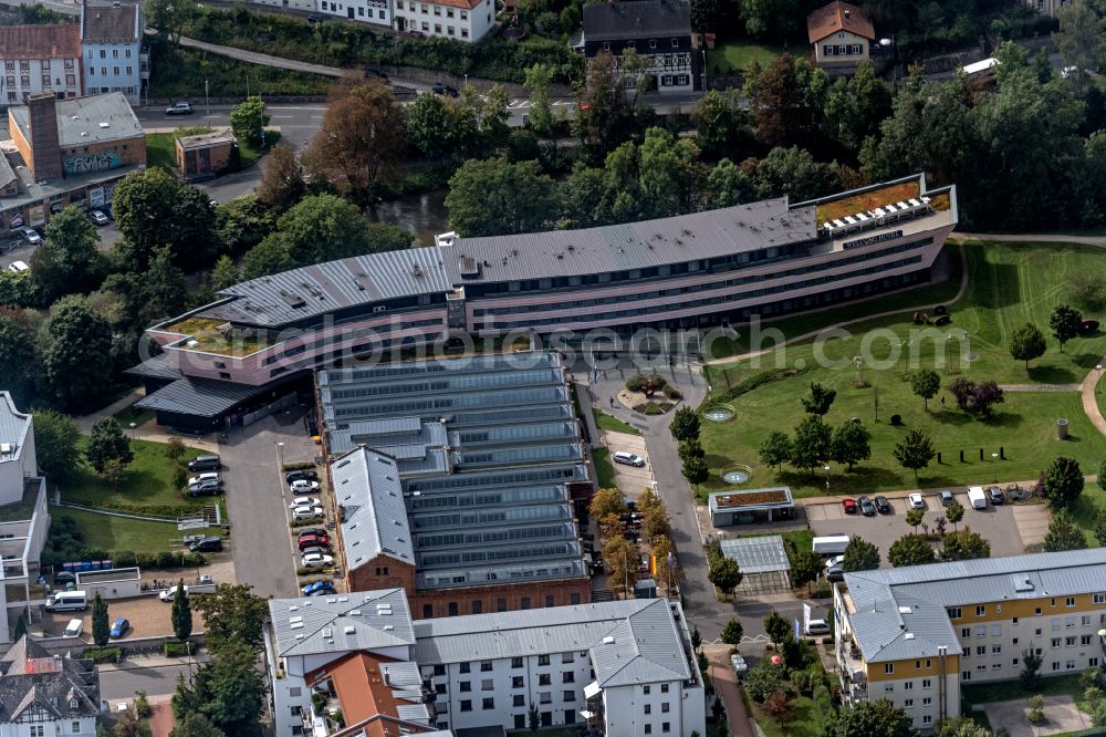 Aerial photograph Bamberg - Complex of the hotel building of Welcome Kongresshotel Bamberg am Ufer des Linken Regnitzarm in Bamberg in the state Bavaria, Germany