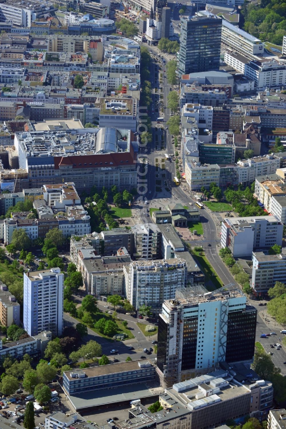 Aerial photograph Berlin - Hotel construction site in the Philips high-rise by Rui chain at the Kant Strasse in Berlin Charlottenburg