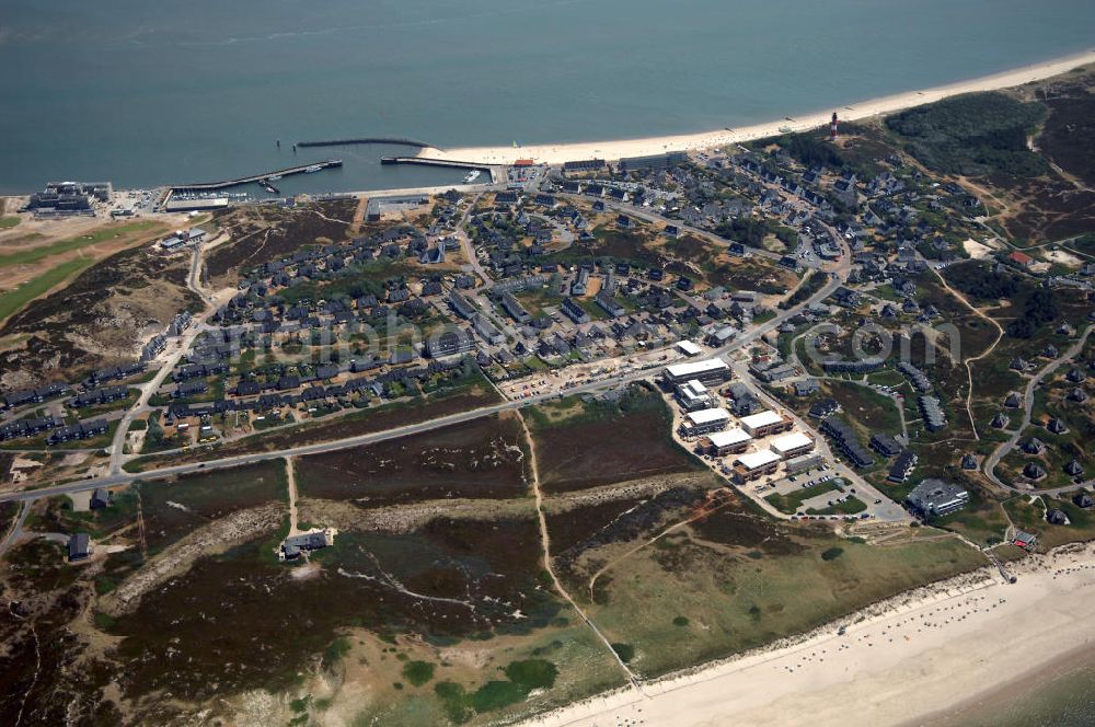 Aerial photograph Hörnum auf Sylt - Stadtansicht von Hörnum auf Sylt. Kontakt: Tourismus-Service Hörnum, Rantumer Str. 20, 25997 Hörnum/Sylt, Tel. +49(0)4651 9626-0, Fax +49(0)4651 9626-66, E-Mail: info@hoernum.de