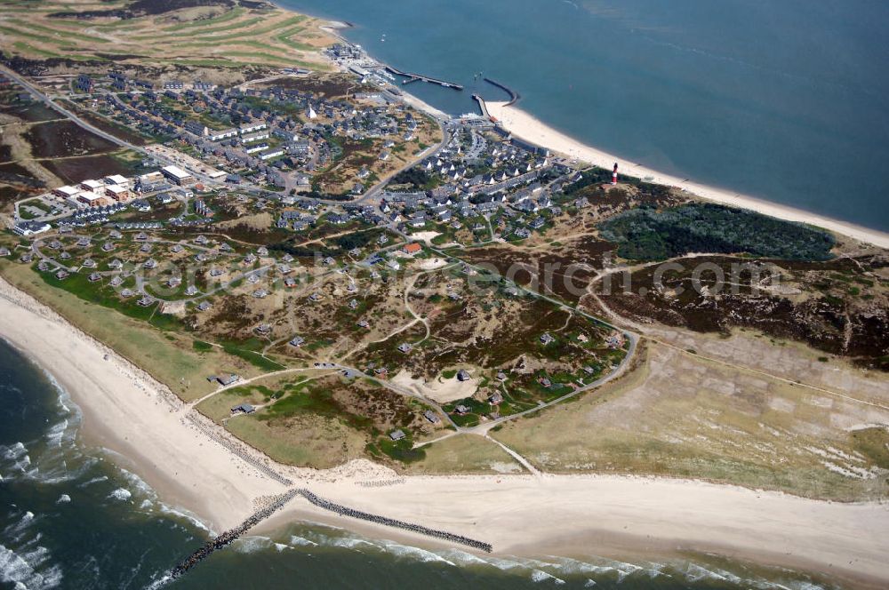 Aerial photograph Hörnum auf Sylt - Stadtansicht von Hörnum auf Sylt. Kontakt: Tourismus-Service Hörnum, Rantumer Str. 20, 25997 Hörnum/Sylt, Tel. +49(0)4651 9626-0, Fax +49(0)4651 9626-66, E-Mail: info@hoernum.de